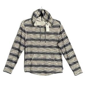 Rowm Long Sleeve Hoodie Men's Small Gray Brown Stripe Cotton NEW
